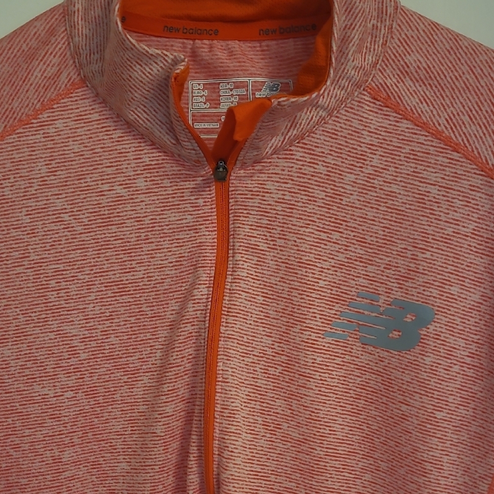 New Balance Red and Orange Half Zip Running Pullover With Side Pocket Reflective